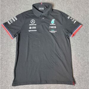 Mercedes F1  Team Issue × Tommy Hilfiger Mens Size XL Black Polo Shirt G